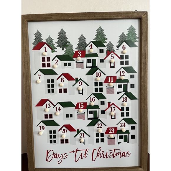 10 x 13 Vintage Advent Calendar - Rustic Count Down To Christmas Sign - Picture 2 of 6